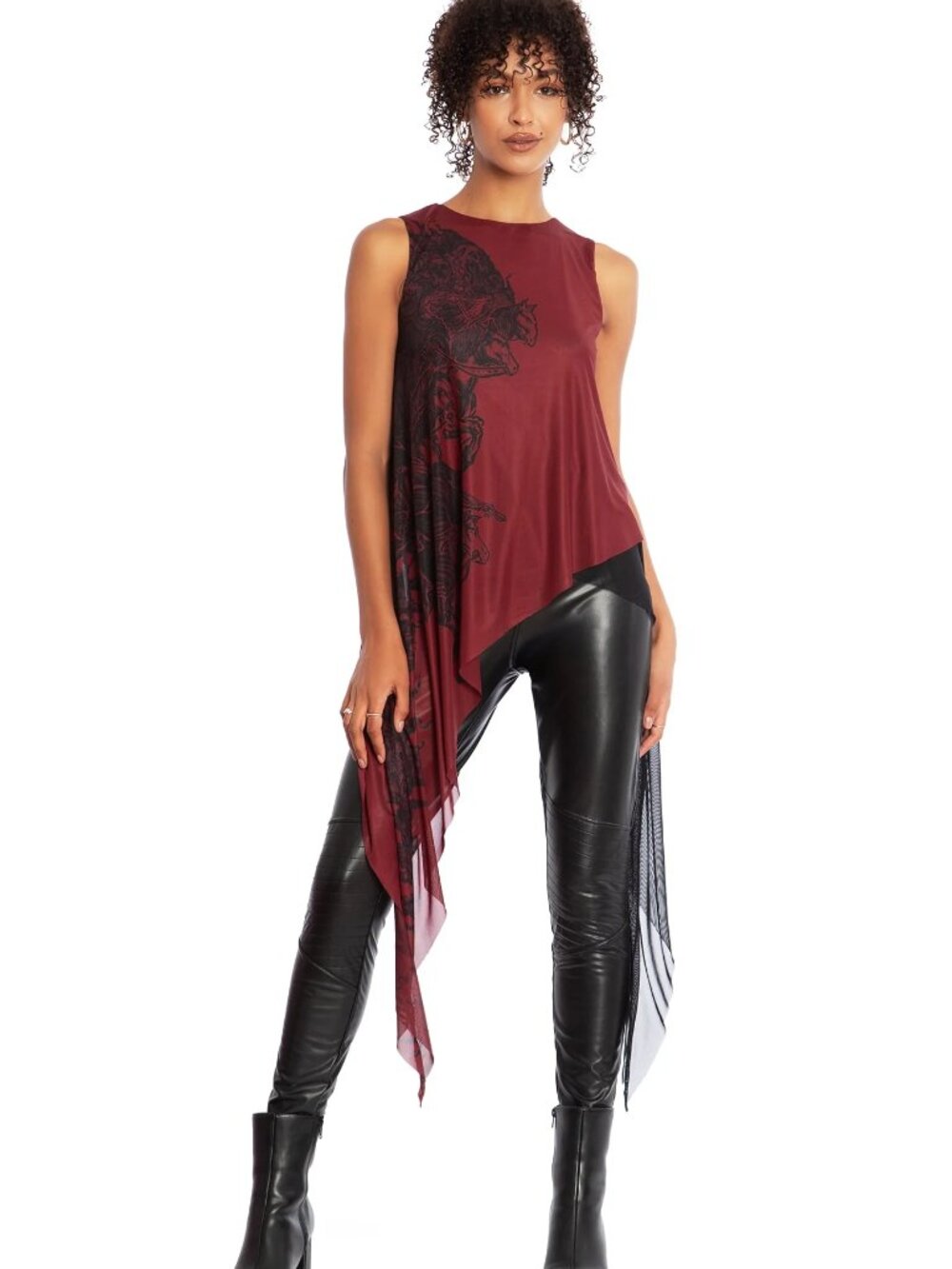 Blackmilk “The Horsemen” Mesh Waterfall Gothic Flowy Top